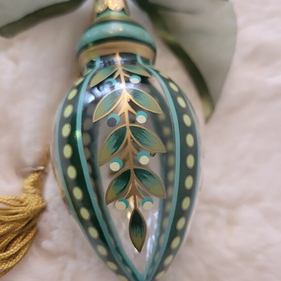 Lenox Handpainted Gems Glass Ornament See Pics for Size Ribbon Tassell - Picture 2 of 9